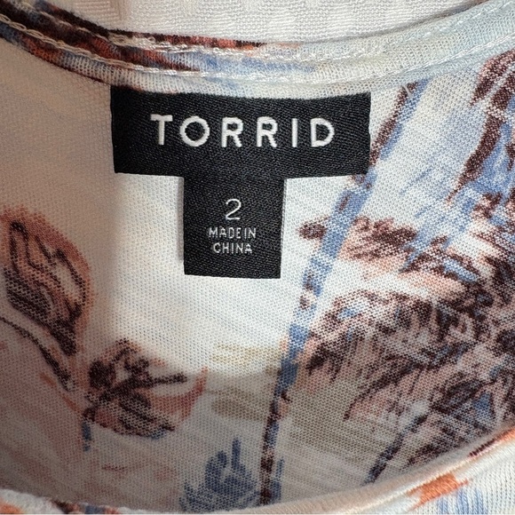 Torrid Mini Cotton Slub Tie Shoulder Beach Dress Tropical Size 2 - Picture 7 of 10